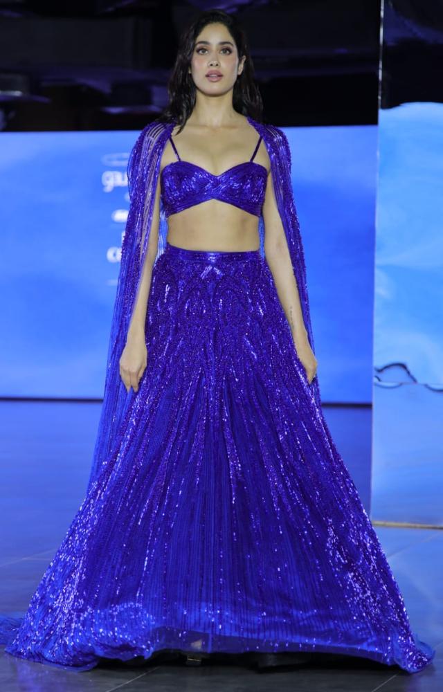 Janhvi Kapoor stunned everyone in a gorgeous blue lehenga as she turned into a showstopper for the renowned designer Gaurav Gupta at India Couture Week